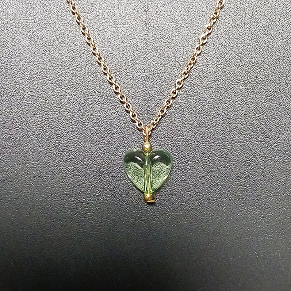 30" Gold-Tone Emerald Heart Necklace